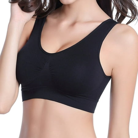 

Riforla Women Soft Compression Full Supportive High Impact Yoga Sports Bra Plus Size Fitness Bra Black XL