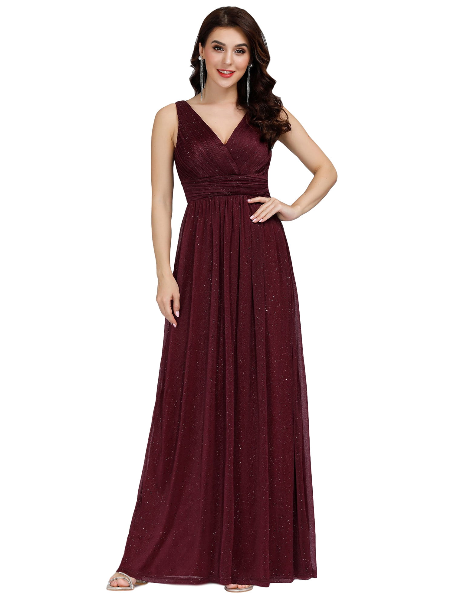 Ever-Pretty Long A-line Bridesmaid Dress Sleeveless V-neck Cocktail Gowns 07889 