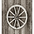 thumbnail image 3 of Barn Wood Wagon Wheel Duvet Cover Set, Retro Wheel on Timber Wall Barn House Village Cart Circle, Decorative 3 Piece Bedding Set with 2 Pillow Shams, Queen Size, Dark Brown and White, by Ambesonne, 3 of 3