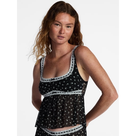 No Boundaries Beaded Lace Flyaway Top, Women's XS-3XL