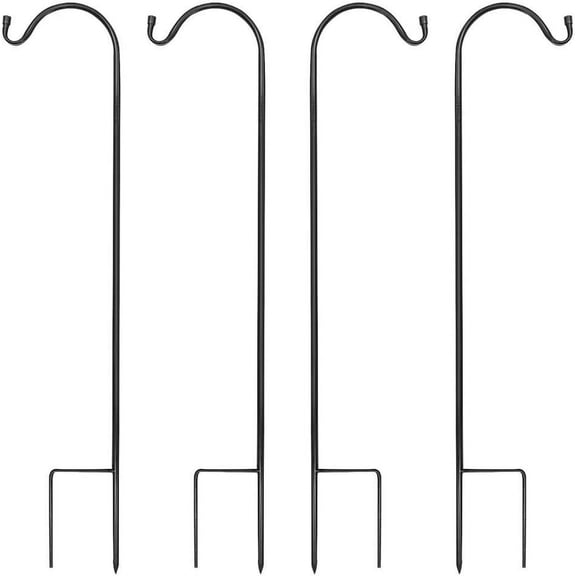 XYADX Metal Heavy Duty Shepherds Hook, Adjustable Shepards Hooks for Outdoor, Black Plant Hooks Pole - Pack of 4