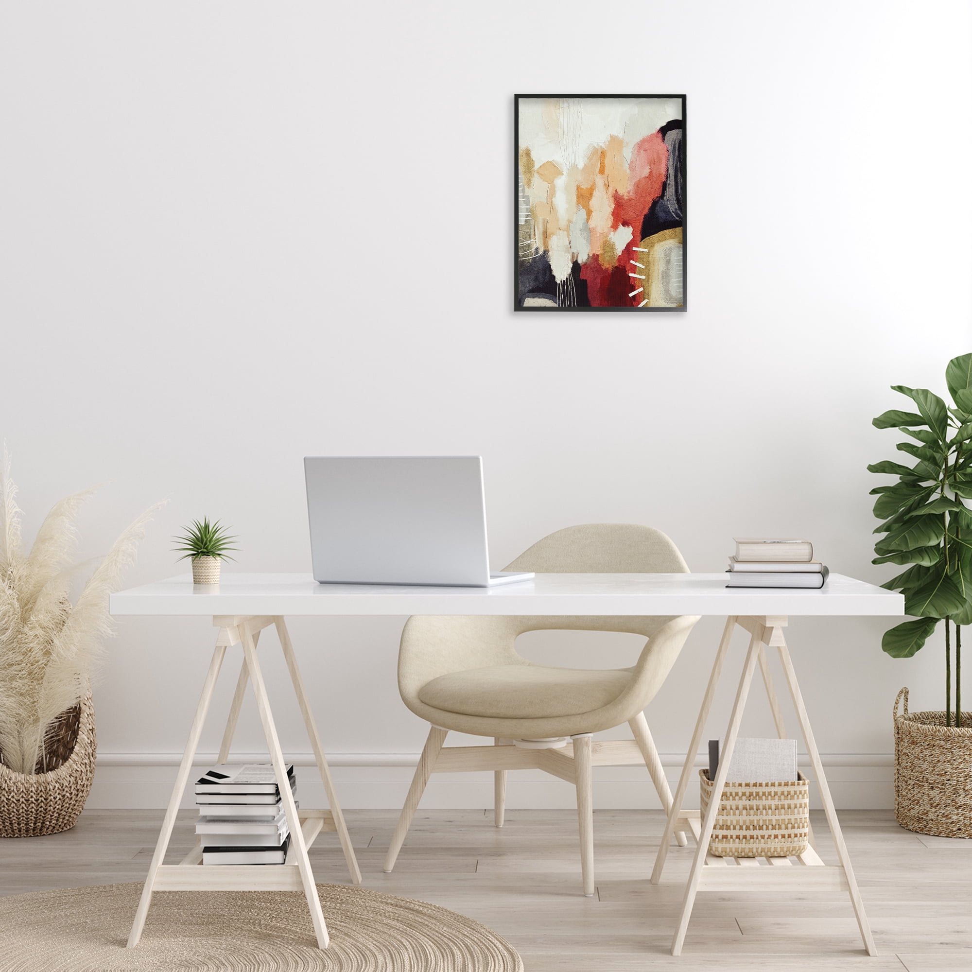 Stupell Industries Abstract Tan Southwestern Abstract Painting Black Framed Art Print Wall Art, 16 x 20