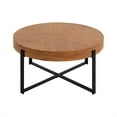 thumbnail image 4 of Jopath 33.86"Modern Retro Splicing Round Coffee Table, Fir Wood Table Top with Black Cross Legs Base, 4 of 9