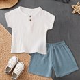 thumbnail image 2 of NOLDARES Toddler Baby Boy Clothes Cute Outfit Striped T-Shirt with Leather Tag + Short Set 3 Months-3 Years Blazer,2-3 Y, 2 of 6