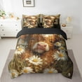thumbnail image 2 of Feelyou Highland Cattle Twin Bedding Sets 7-Piece, Groovy Floral Bedding Comforter Set, Kawaii Farmhouse Animal Sheet Sets, Microfiber Bedroom Decor, 2 of 7