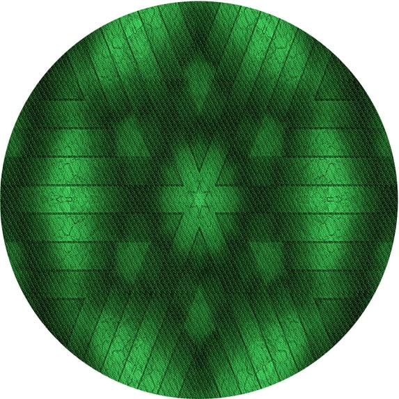 Ahgly Company Machine Washable Indoor Square Transitional Deep Emerald Green Area Rugs, 3' Square