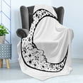thumbnail image 4 of Magic Moon Soft Flannel Fleece Throw Blanket, Monochrome Modern Crescent with Human Face and Starry Ornament, Cozy Plush for Indoor and Outdoor Use, 50" x 60", Charcoal Grey White, by Ambesonne, 4 of 5