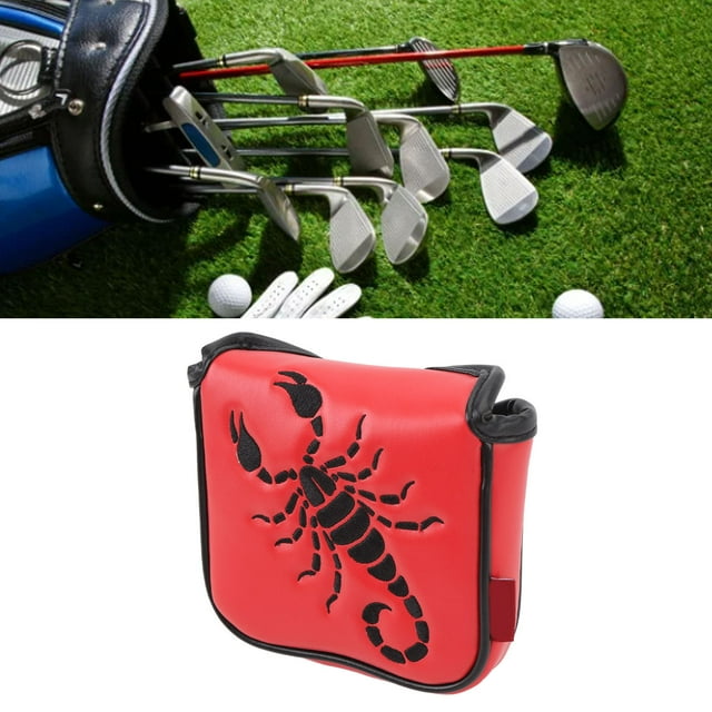 Waterproof Embroidered Putter Head Cover, PU Portable Club Storage Bag with Soft Plush Lining for Golf Enthusiasts