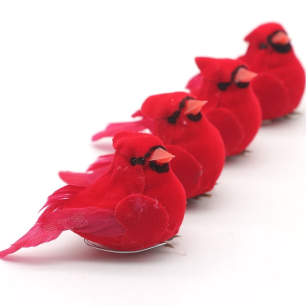Nvzi 12 piezas de pájaros artificiales, pájaros falsos, loro pirata de Halloween, pájaros emplumados, figura de loro, decoración para manualidades, jungla, jardín, decoración del hogar, rojo B