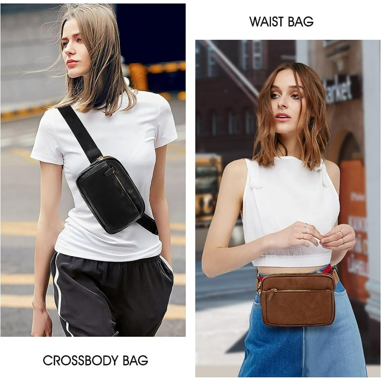 Cheruty Sling Bags for Women Fanny Pack Mini Waist Bag with Adjustable Crossbody Strap Belt Bag Soft Waterproof Vegan Leather Designer Zippered Tote