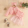 thumbnail image 5 of Mnyotv Toddler Baby Girl Clothes Mesh Sleeveless Tutu Dress with Long Sleeve Cardigan and Bow Headbands Size 6-9Months, 5 of 5