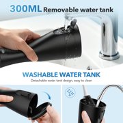 Sejoy Cordless Water Flosser Dental Teeth Cleaner, Portable 300ML Tank Rechargeable Oral Irrigator for Home and Travel, 5 Modes Irrigate, 5 Jet Tips
