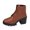 Brown, variant on Women's PU Upper Ankle Boots Fold‑Over Cuff With Snap Button Lace‑Up Front Round Toe Chunky Block Heel Sole Short Boots for Daily Outdoor Wear