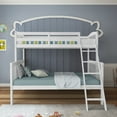 thumbnail image 4 of Costway Twin over Full Bunk Bed Rubber Wood Convertible with Ladder Guardrail White, 4 of 12