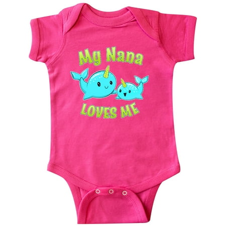 

Inktastic My Nana loves me- cute narwhal Gift Baby Boy or Baby Girl Bodysuit