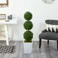 thumbnail image 3 of Nearly Natural 46in. Boxwood Triple Ball Topiary Artificial Tree in White Metal Planter (Indoor/Outdoor), 3 of 4