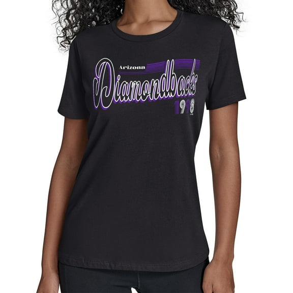 Women's Starter  Black Arizona Diamondbacks Groovy Script Team Fitted T-Shirt