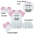 thumbnail image 2 of Pack of 2, Auntie's Drinking Buddy & If Mom Says No My Aunt Will Say Yes Funny Dresses For Baby, Newborn Babies Skirts, Infant Princess Dress, Toddler Frocks (Pink Raglan Dresses, 12-18 Months), 2 of 5