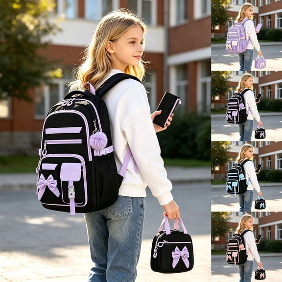 jiaxiM School Backpacks for Ages 5th 6th 8th 10th - Casual 3 In 1 Daypack Set With Lunch Tote School Bag for Primary School, Middle Elementary, High School, Park, Travel, Outdoor Recreation