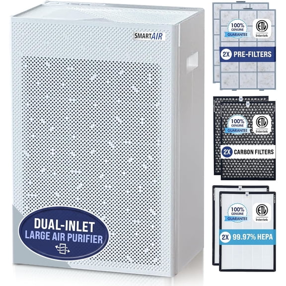 Smart Air SA600 Purifier with Dual H13 HEPA 99.97 Carbon Filters for 1200 sq ft