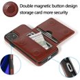 thumbnail image 4 of Card Slot Holder Wallet Case for iPhone 11 6.1 inch 2019, Premium PU Leather Case Kickstand with Hidden Magnetic Closure Flip Durable Shockproof Protective Cover - Brown, 4 of 14