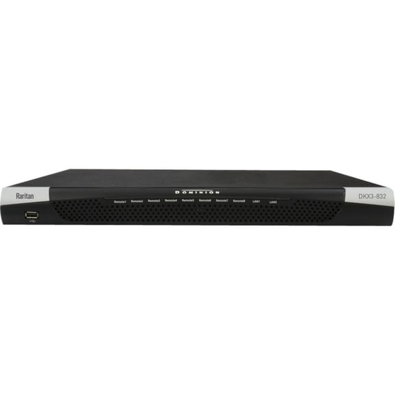 Raritan Dominion KX III DKX3-832 KM Switchbox - 32 Computer(s) - 1 Local User(s) - 8 Remote User(s) - 1920 x 1080 - 34 x Network (RJ-45) - 4 x USB - DVI - Rack-mountable