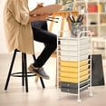 thumbnail image 5 of 10-Drawer Rolling Storage Cart, Utility Mobile Trolley with Dismantle Drawers & Universal Casters & 2 Brakes, Versatile Flexible Drawer Organizer Cart for Home, Office, Macaron, Yellow, 5 of 5