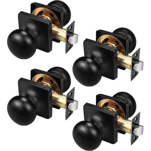 Round Passage Door Knobs Interior Matte Door Knobs Indoor Keyless Non-Locking Handle Set for Hallway or Closet Doors Reversible for Right/Left Handed Door