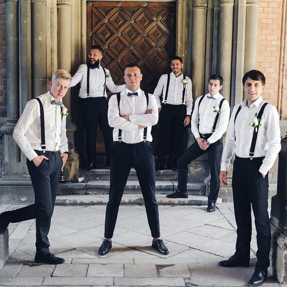 Men's X-Shape Suspenders Sophisticated Stylish Comfortable Fit Adjustable Elastic Braces for Formal Wear