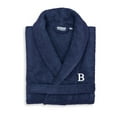 thumbnail image 3 of Authentic Hotel and Spa  Unisex Navy Blue Turkish Cotton Terry Bath Robe with White Block Monogram, 3 of 4