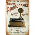 thumbnail image 1 of Placa Metal Vintage Fonógrafo Edison Pintura Hierro Rectangular 20x30cm, 1 of 9
