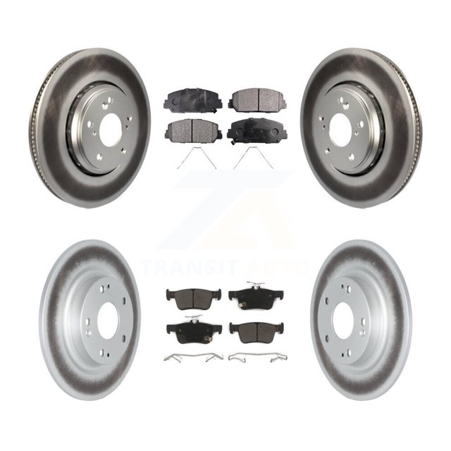 Transit Auto Front Rear Coated Disc Brake Rotors and Semi-Metallic Pads Kit for Car Honda Civic KGF-102016
