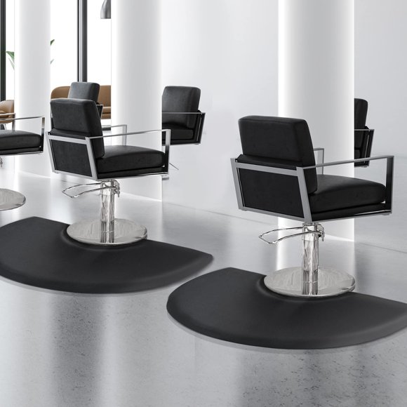 Salon mats for Hair Stylist 3'x4' Barber Shop Salon Chair Mats - Black Semi Circle Anti-Fatigue Floor Mat for Salon Chair - 5/8" Thick Salon Standing Mat
