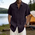 thumbnail image 6 of Yifymode Mens Short Sleeve Shirts Button Down Casual Summer Beach Vacation Lightweight Textured Pocket Dress Shirt Tops,Black 2XL, 6 of 8