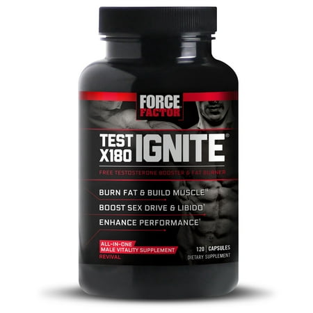 Force 60 Capsules - Force Factor Test X180 Ignite Test Booster Capsules, 120 Ct
