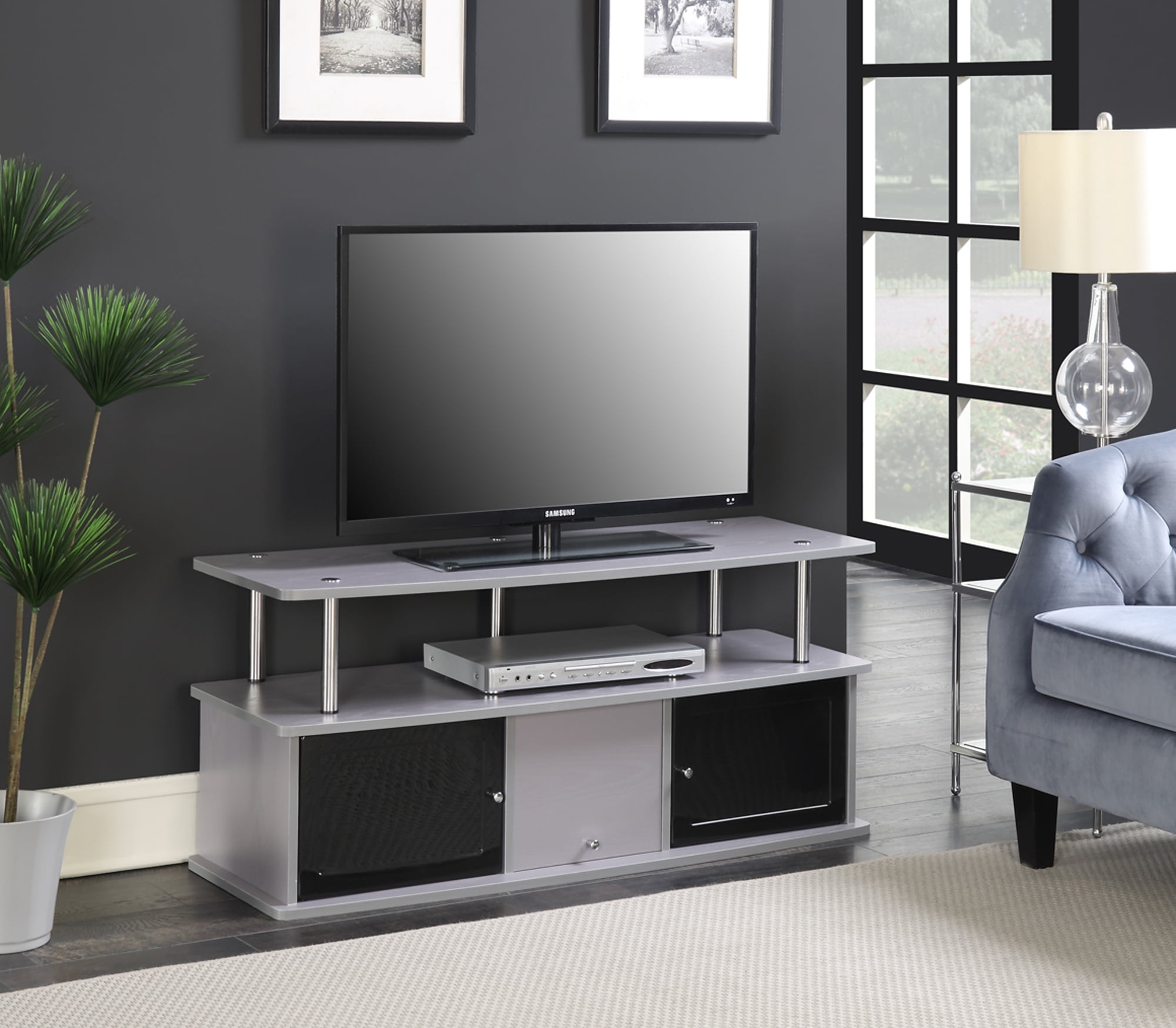 Convenience Concepts Designs2Go Cherry TV Stand with 3 Cabinets for TVs