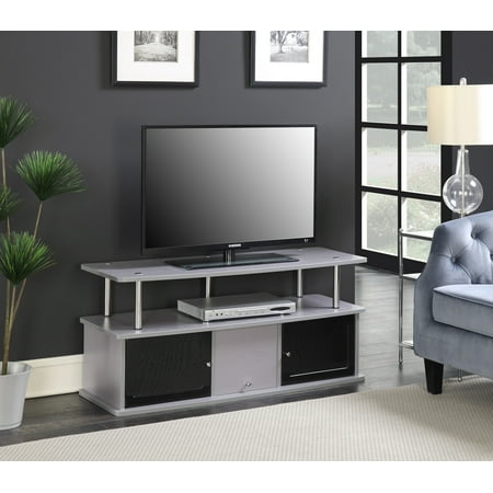 Designs2Go TV Stand with 3 Storage Cabinets and Shelf for TVs up to 55 inches, Gray