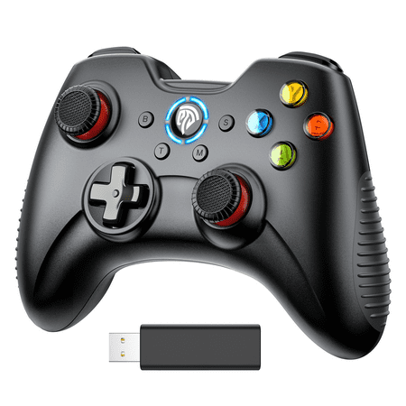 LISHIVE 2.4G Wireless Game Controller EasySMX 8236 Dual Vibration Joystick Remote 12 Hours Playtime for PS3 PC Windows Android Phones Tablets TV Boxes, Black