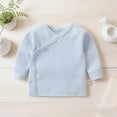 thumbnail image 2 of JAJAHO Baby Boy Girl Clothes Long Sleeve Shirts For Infant Button Up V Neck Breathable Solid Color Basic Tee 0-12M Versatile Tops, 2 of 3