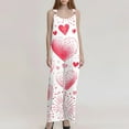 thumbnail image 3 of Fgvctg Valentine's Day Women's Jumpsuit Wide Leg Pant Romantic Love Heart Print Overall Sleeveless Rompers Spaghetti Straps Jumpsuits Loose Bib Overalls Sprimg Clothes With Pockets Watermelon Red S, 3 of 4