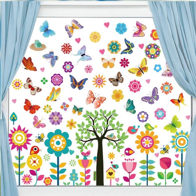 Pegatinas de ventana MACHAO primavera mariposas anticolisión decoración de cristal