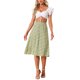 thumbnail image 2 of Falda Midi A-Line Floral de Chiffon para Mujeres INSPIRE CHIC, Falda Vintage de Verano, S Verde Blanco, 2 of 6