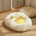 thumbnail image 4 of Foldable Indoor Dog and Cat House with Soft Cushion, Enclosed Warm Kennel Bed for Small to Medium Pets, Cozy Winter Puppy Cave, 19.7x15.7in, Gray/White/Khaki, 4 of 4