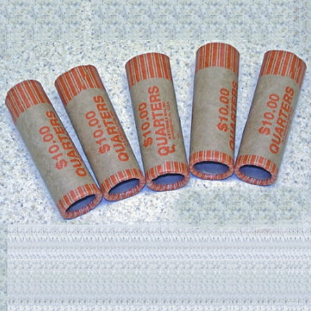 Quarter Coin Tubes - 72 Rolls Preformed Coin Wrappers Paper Tubes For Quarters NF String Holds $10 Ea