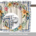 thumbnail image 6 of Hello Spring Valance Curtain for Windows Tulips Flowers Wreath Butterfly Blue Plaid Linen Rod Pocket Curtain Valances Short Window Treatments Panels for Kitchen Bathroom Laundry Basement 42 x 18 Inch, 6 of 9