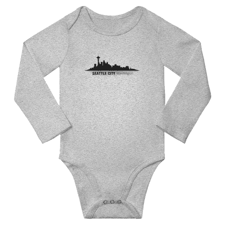 

Seattle City Washington Silhouette Cute Baby Long Sleeve Clothing Bodysuits Boy Girl Unisex (Gray 6M)