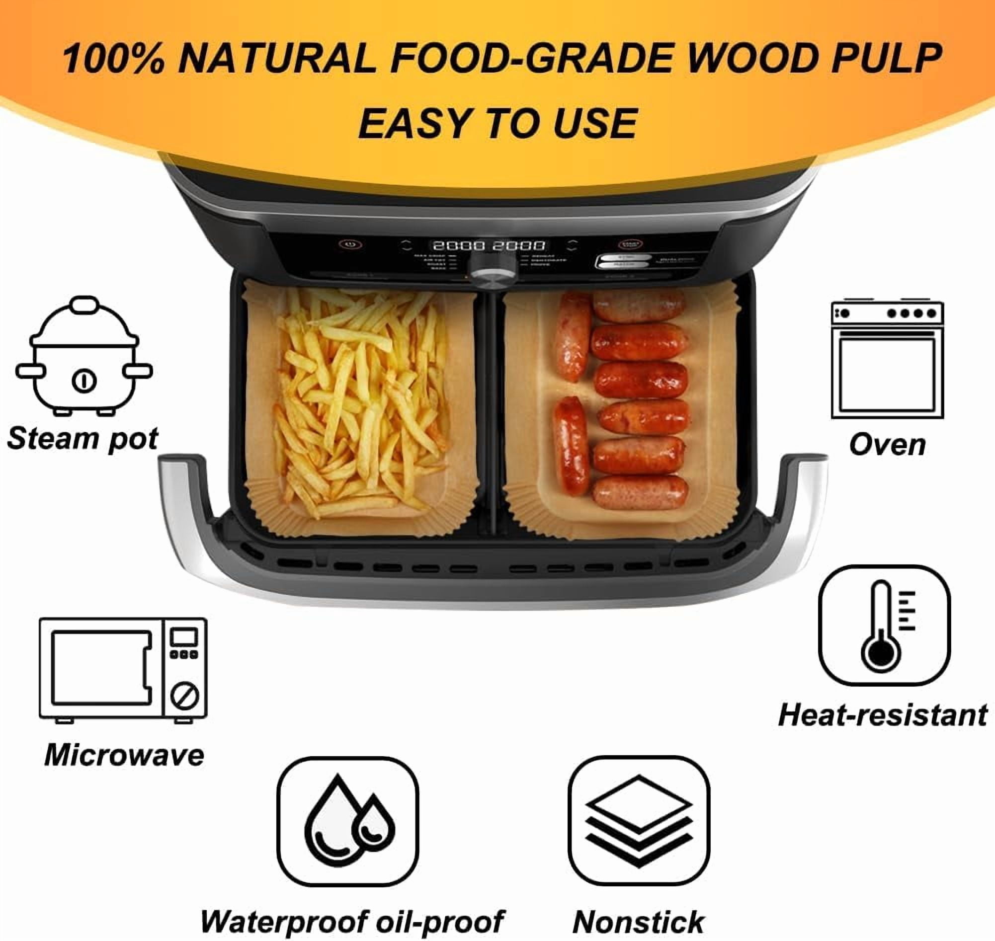 Air Fryer Liners Compatible with Ninja Foodi DZ071 7-QT/ 11-QT/Bella 4 QT TriZone Airfryer/Instant 9 QT DualZone FlexBasket Airfryer, 100pcs Small Air Fryer Dual Liners & 50pcs for Large