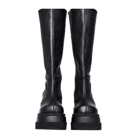 

jsaierl Fashion Thick-soled Large Size Boots Women Autumn Platform Leather Boots