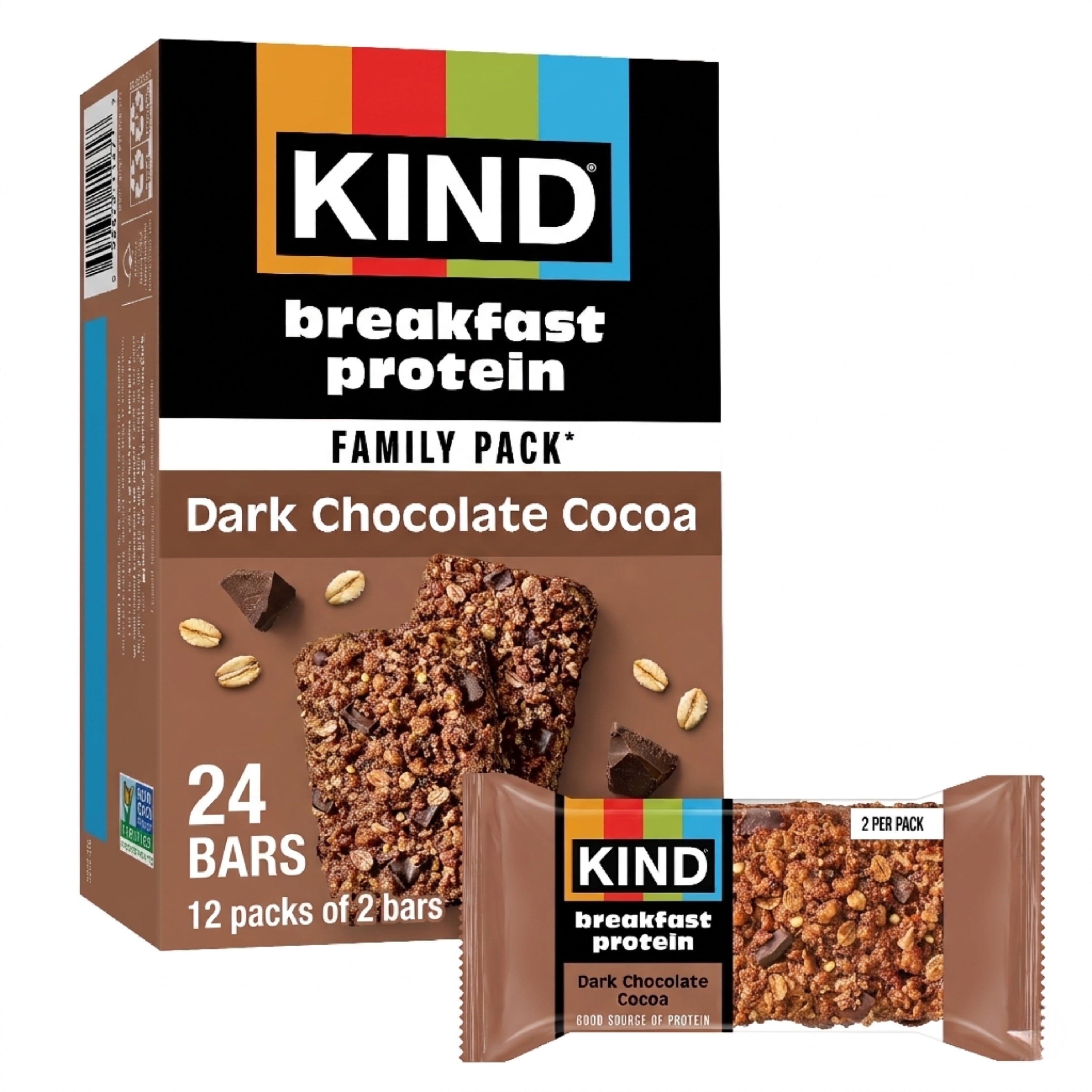 (3 pack) KIND Breakfast Protein Bars, Dark Chocolate Cocoa, Gluten Free, 8g Protein, 12 Packs