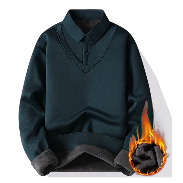 pstuiky camisas de manga larga para hombre, Blusa informal de manga larga con cuello vuelto para hombre, color liso salir tops xxxxl